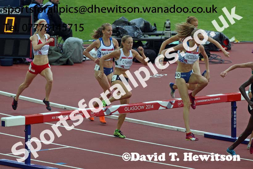 Eilish McColgan (Scotland) 3000 metres steeplechase at the Commonwealth Games, Glasgow. Photo: David T. Hewitson/Sports for All Pics